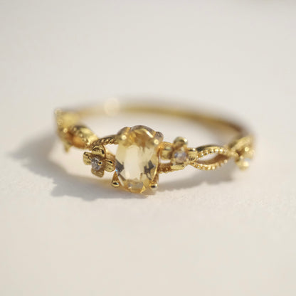 Citrine S925 Gold Adjustable Ring