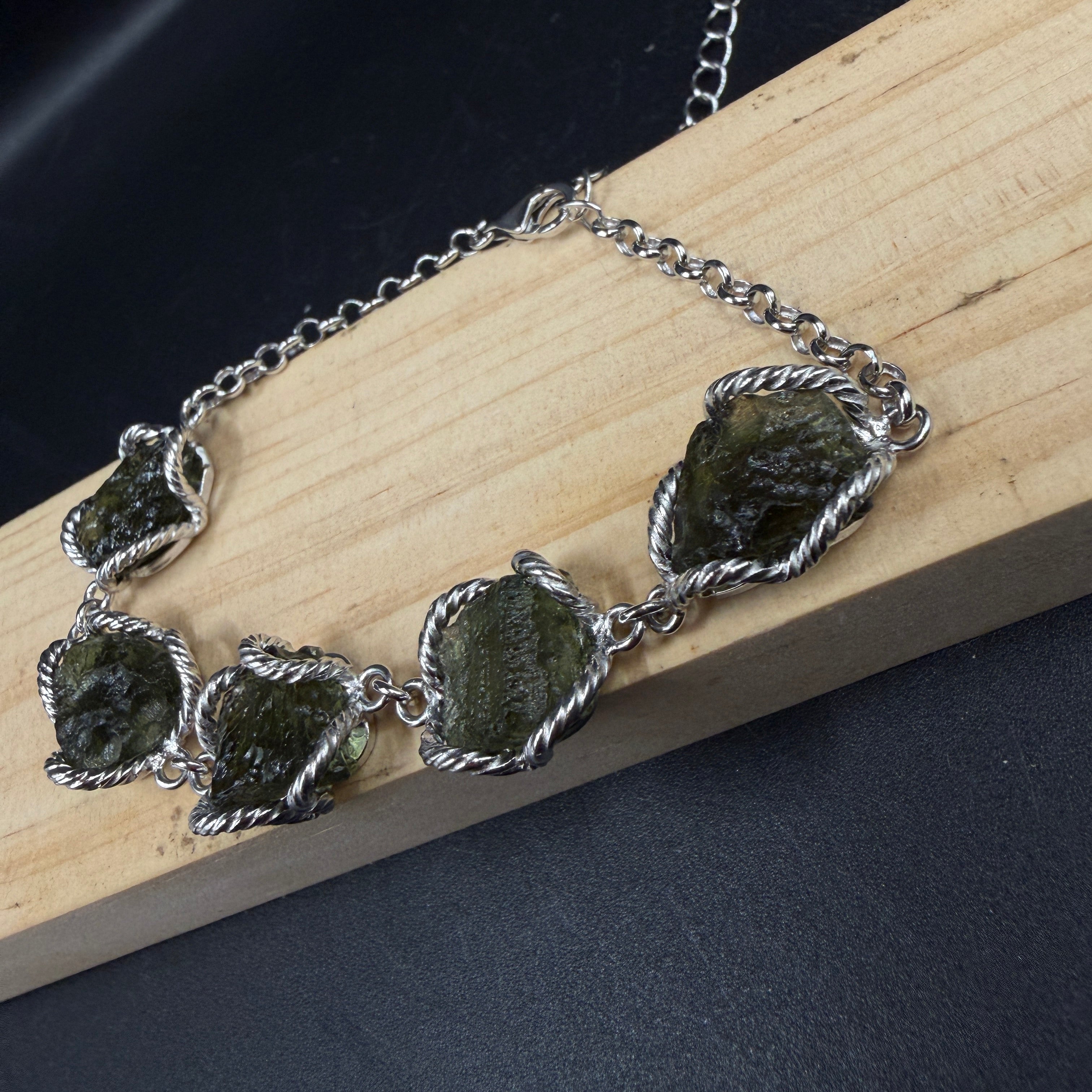 Raw Moldavite S925 Certified Bracelet