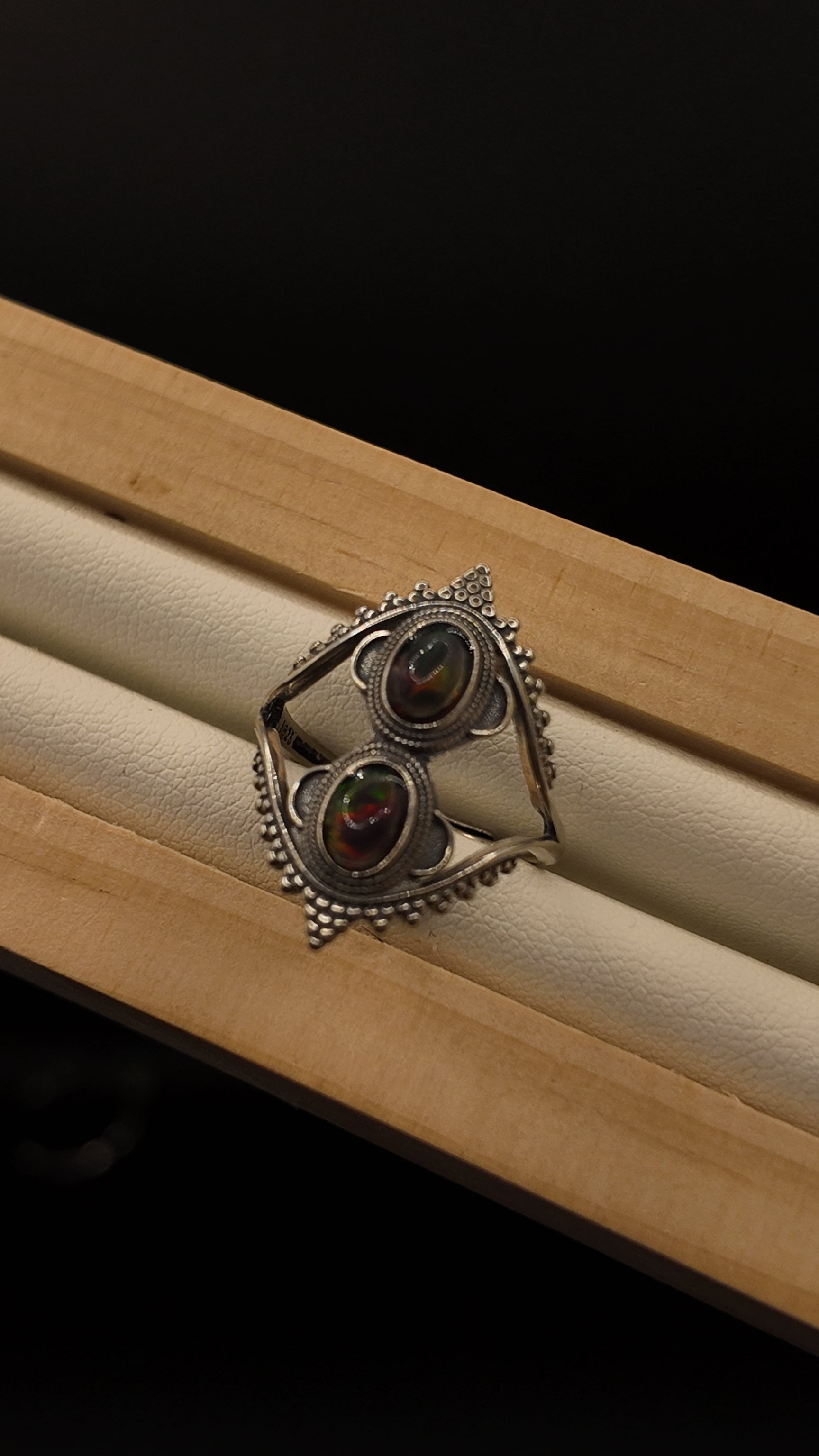Double Black Opal Ring