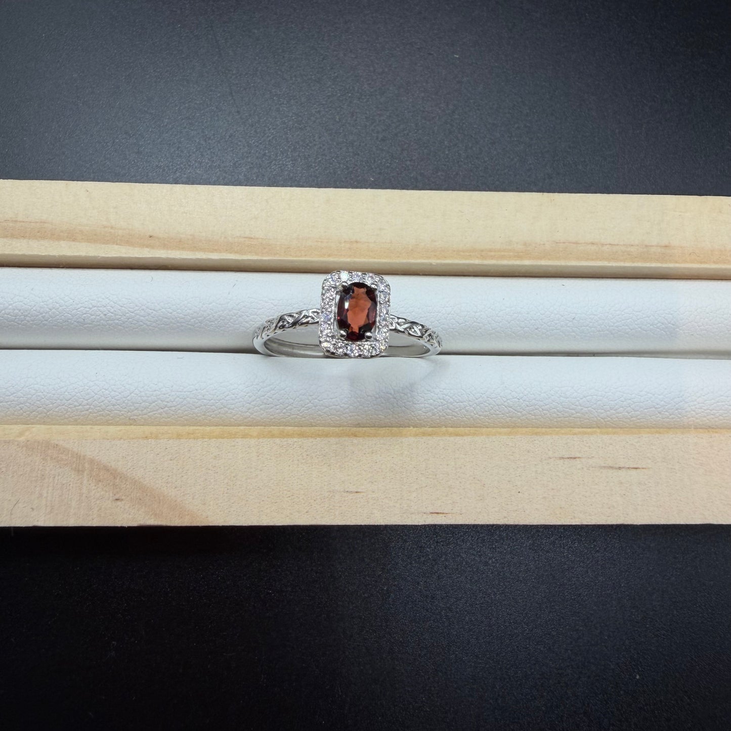 Garnet Heart S925 Adjustable Ring