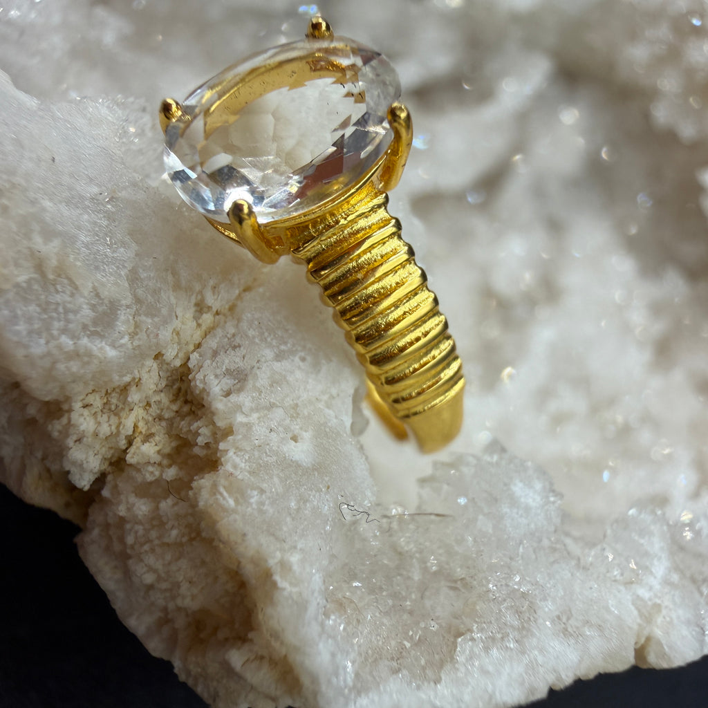 Clear Quartz S925 Adjustable Ring
