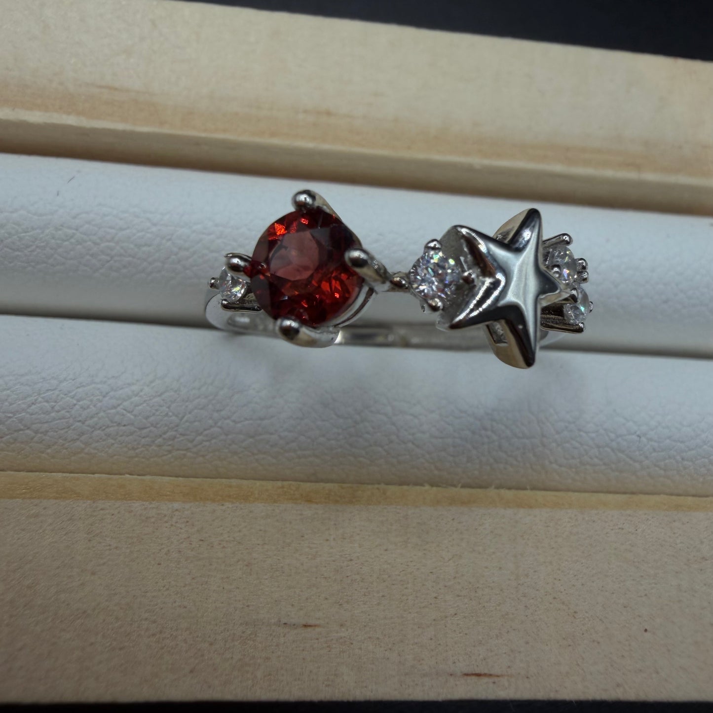 Garnet S925 Adjustable Ring