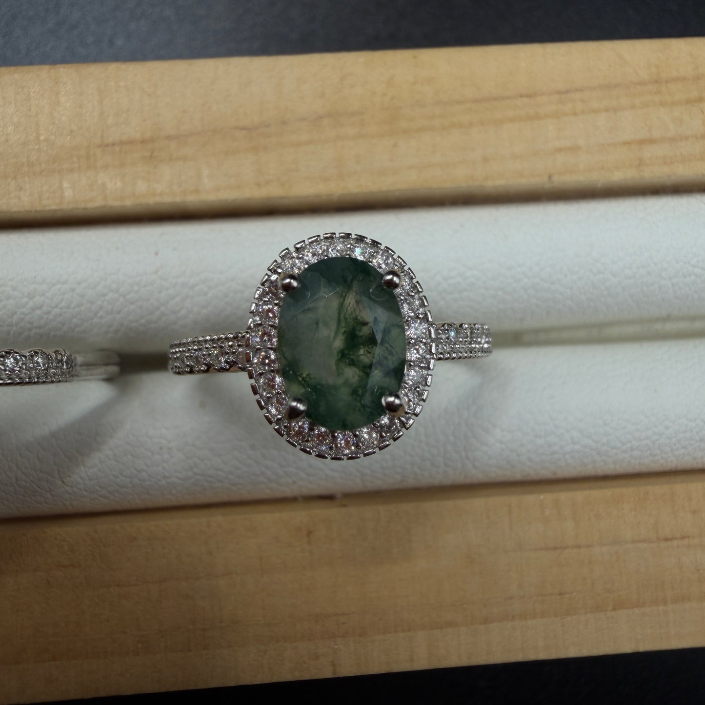 Moss Agate S925 Adjustable Ring