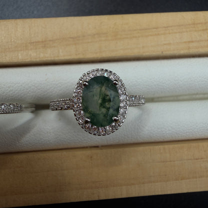 Moss Agate S925 Adjustable Ring