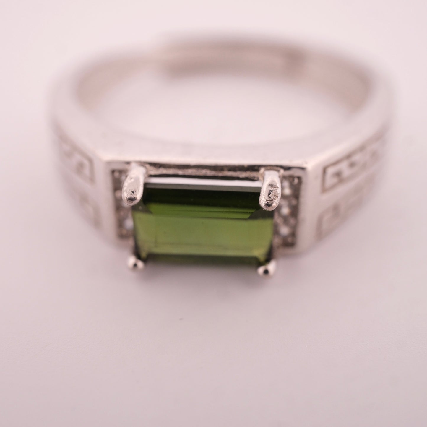 Green Tourmaline S925 Adjustable Ring