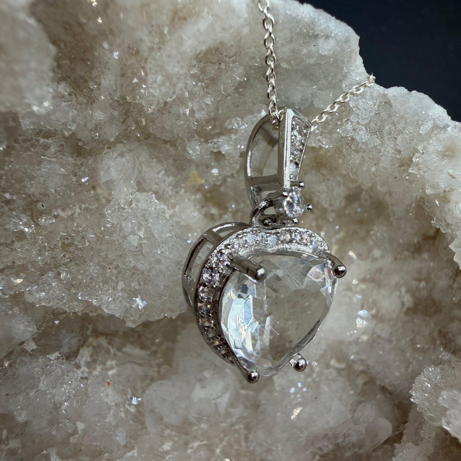 Clear Quartz Heart S925 Necklace