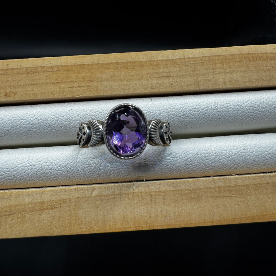 Amethyst Moon S925 Adjustable Ring