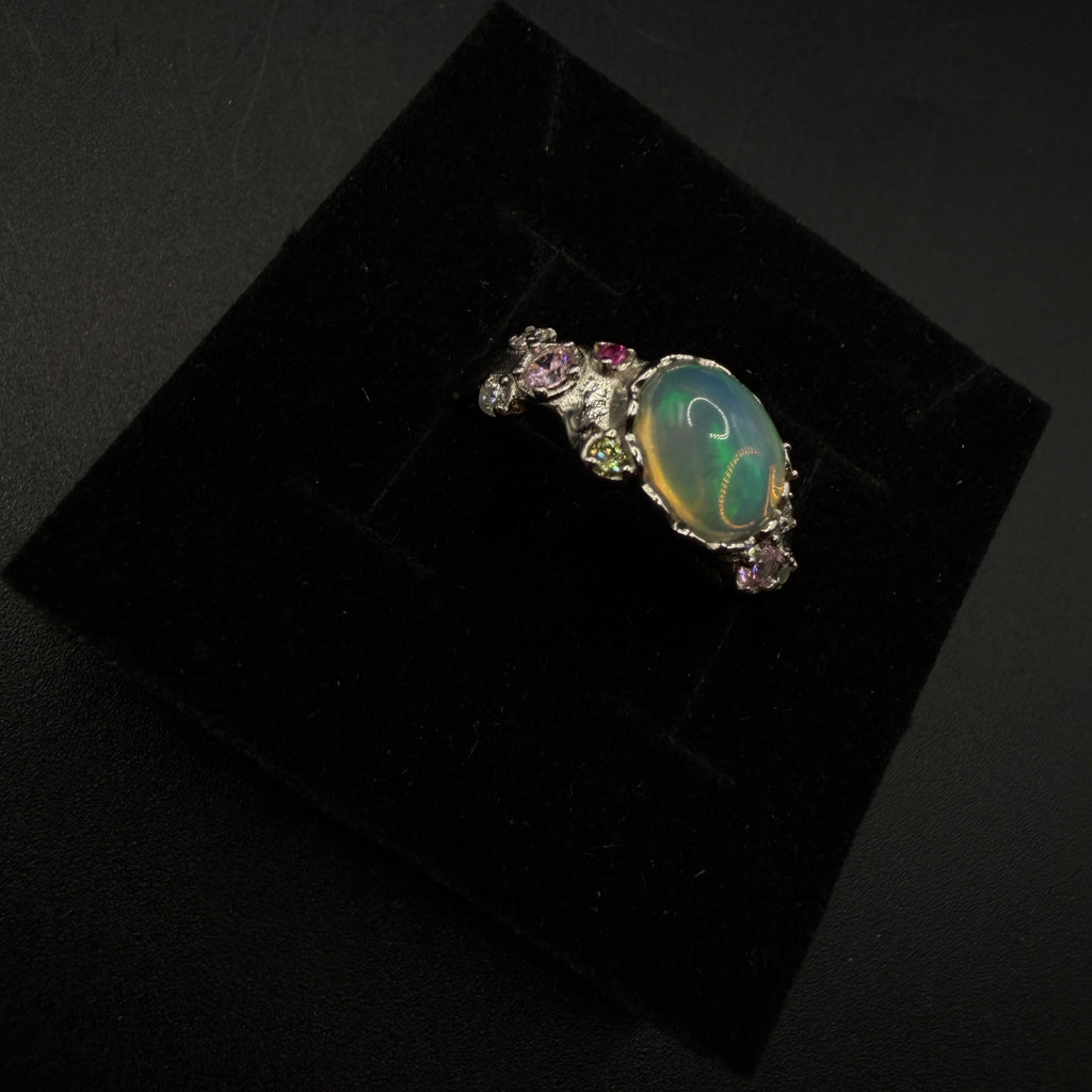 Opal Multi Gem S925 Certified Adjustable Ring