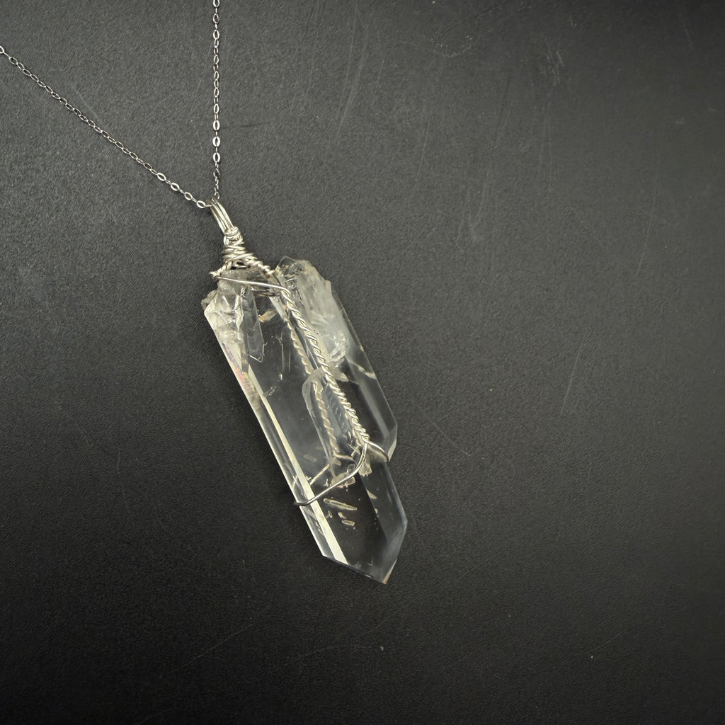 Lemurian Blue Mist Quartz S925 Handmade Necklace