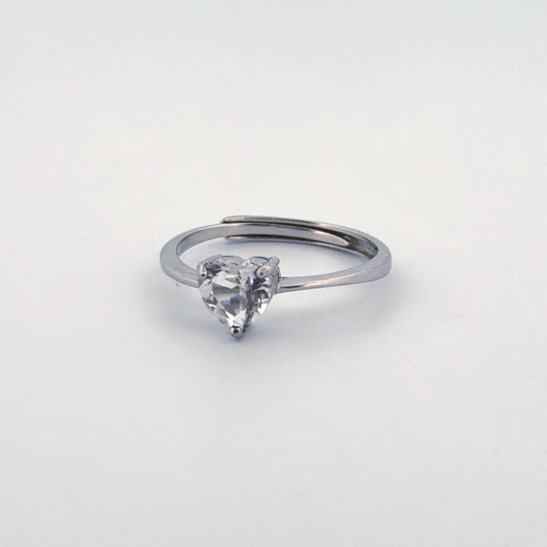 Clear Quartz HeartS925 Adjustable Ring