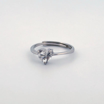 Clear Quartz HeartS925 Adjustable Ring