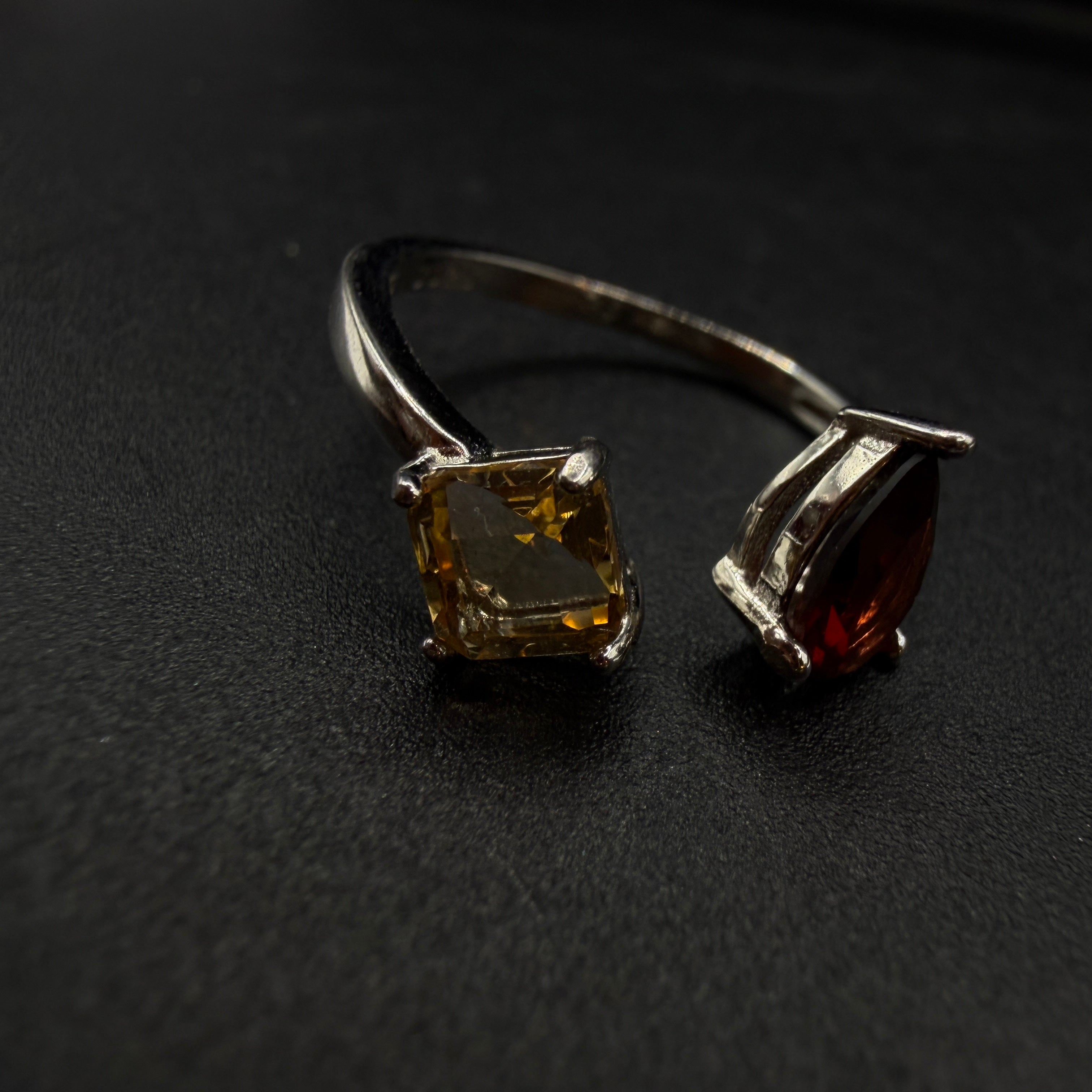 Citrine and Garnet S925 Adjustable Ring