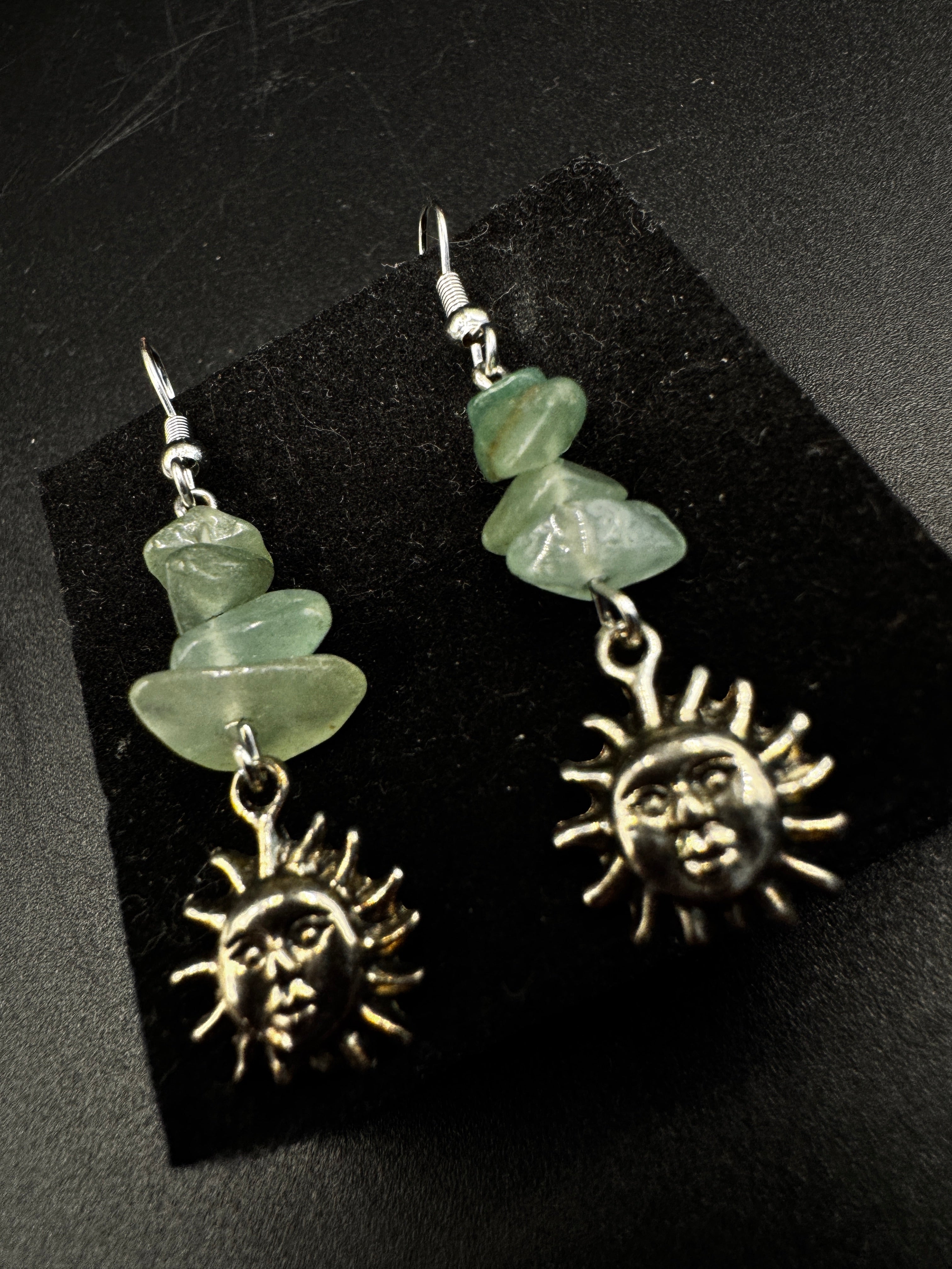 Green Aventurine Sun Earrings