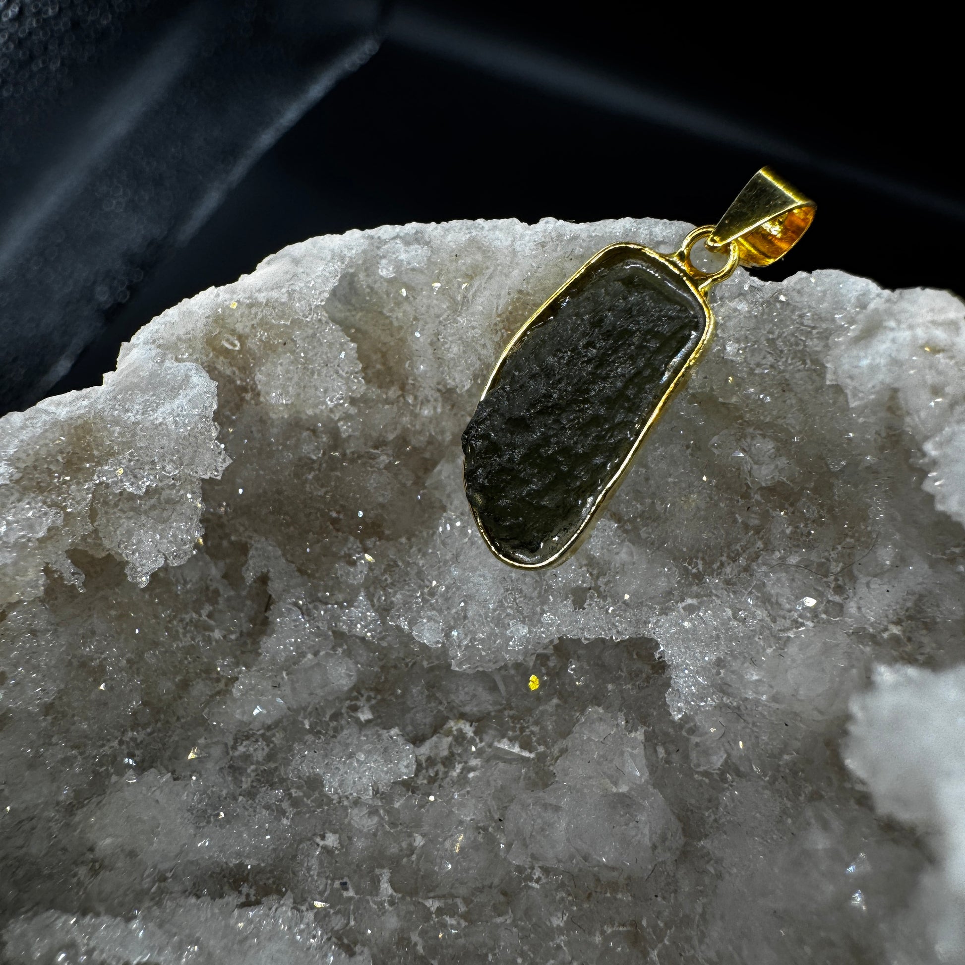 Moldavite Gold Certified Necklace