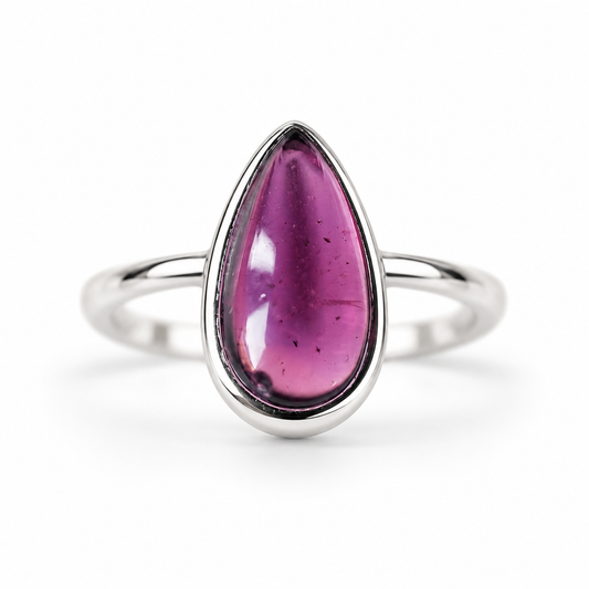 Rhodolite Garnet S925 Adjustable Ring | Grounding | Confidence | Passion