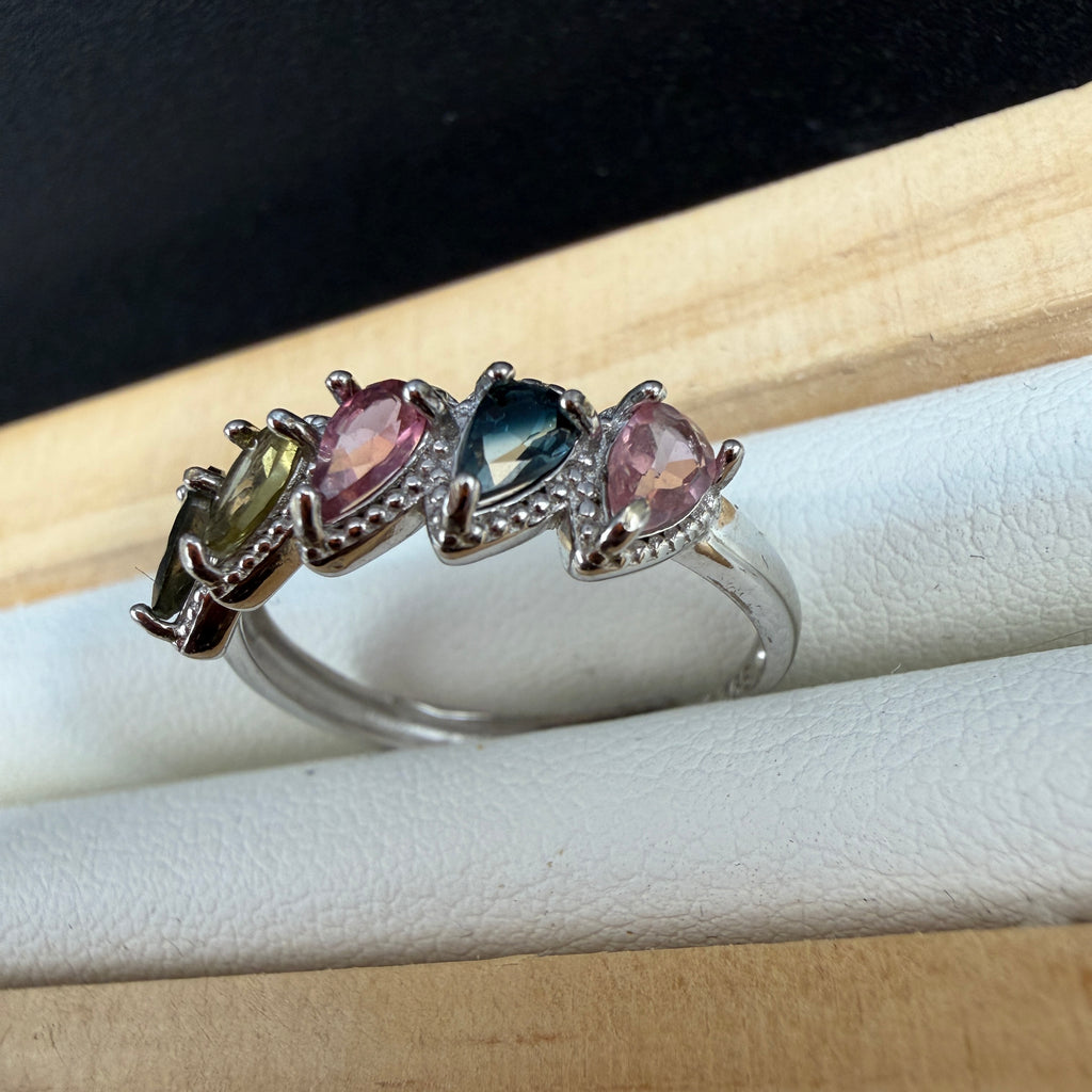 Rainbow Tourmaline S925 Adjustable Ring