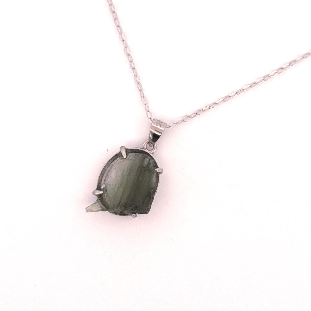 Raw Moldavite S925 Certified Necklace