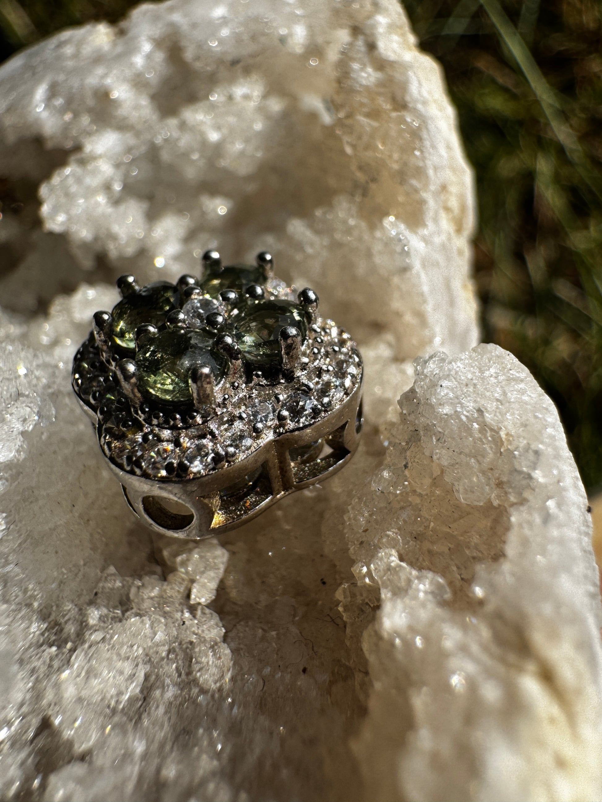 Moldavite Clover Necklace