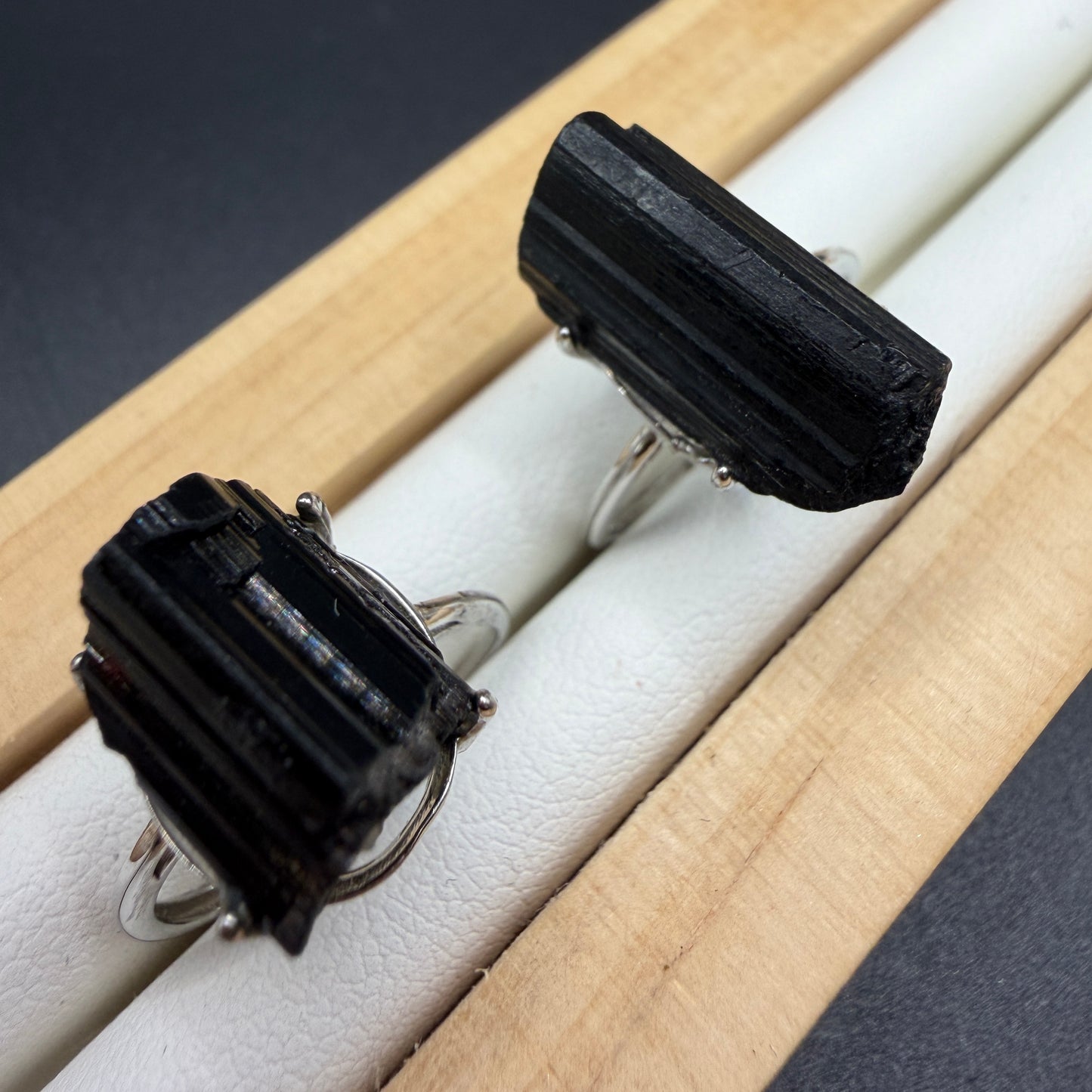 Black Tourmaline S925 Adjustable Ring