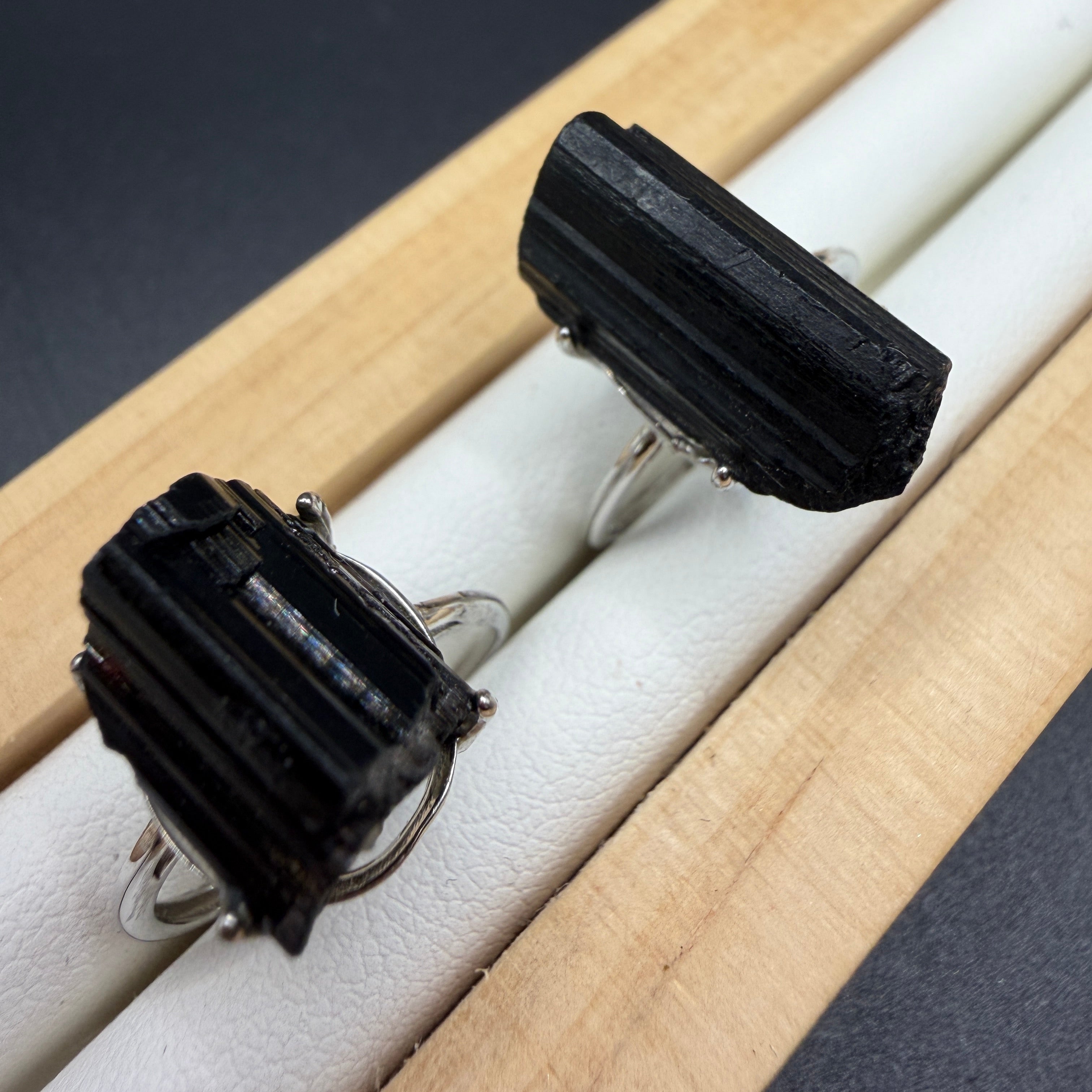 Black Tourmaline S925 Adjustable Ring