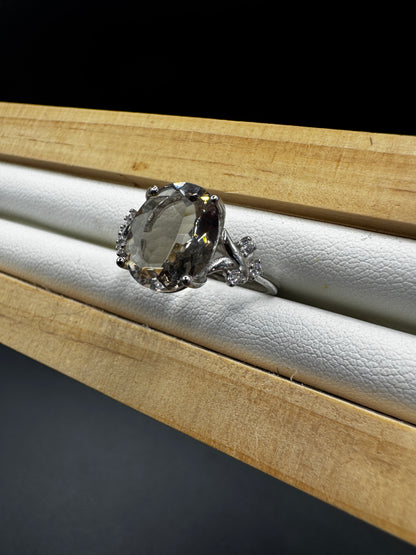 Smokey Quartz S925 Adjustable Ring
