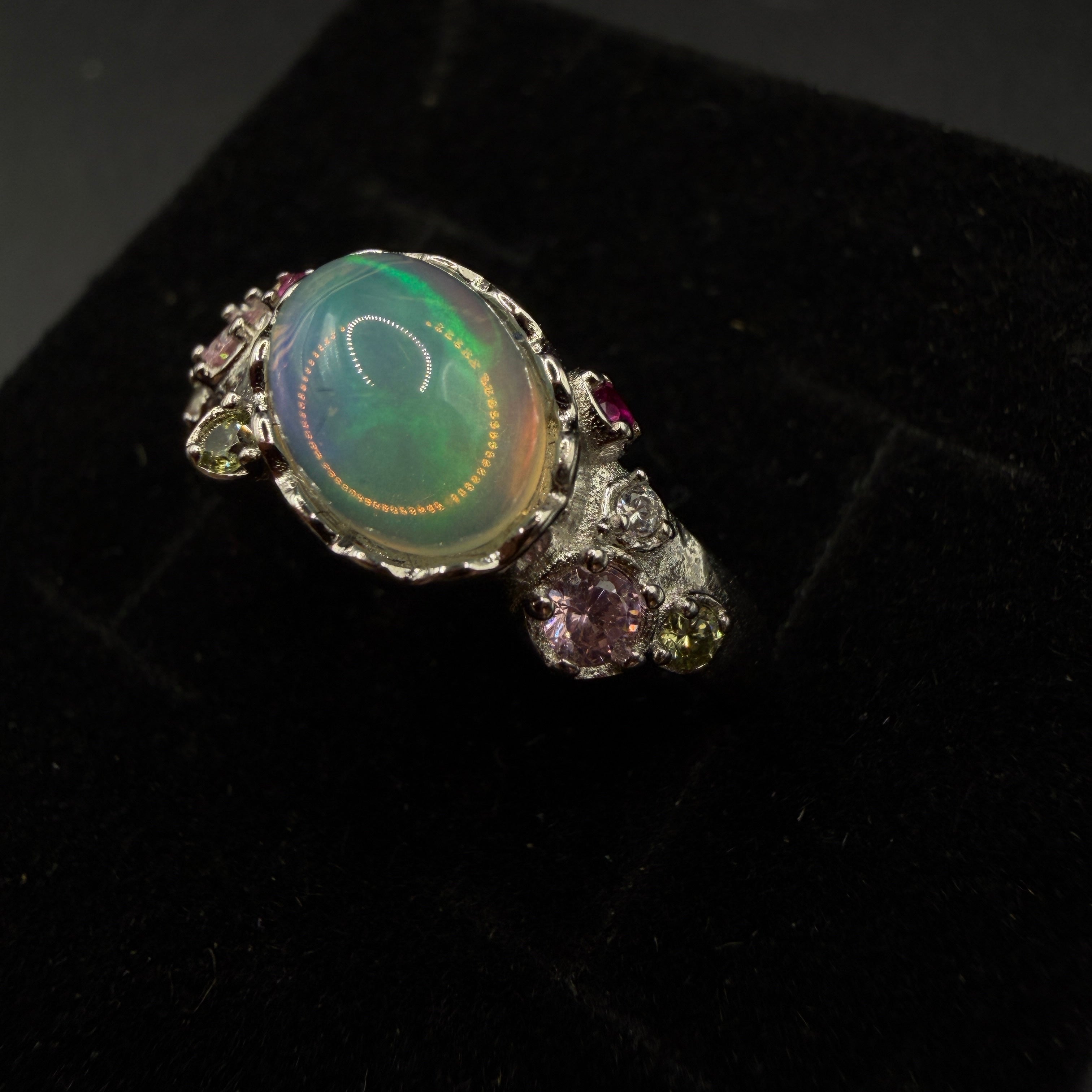 Opal Multi Gem S925 Certified Adjustable Ring