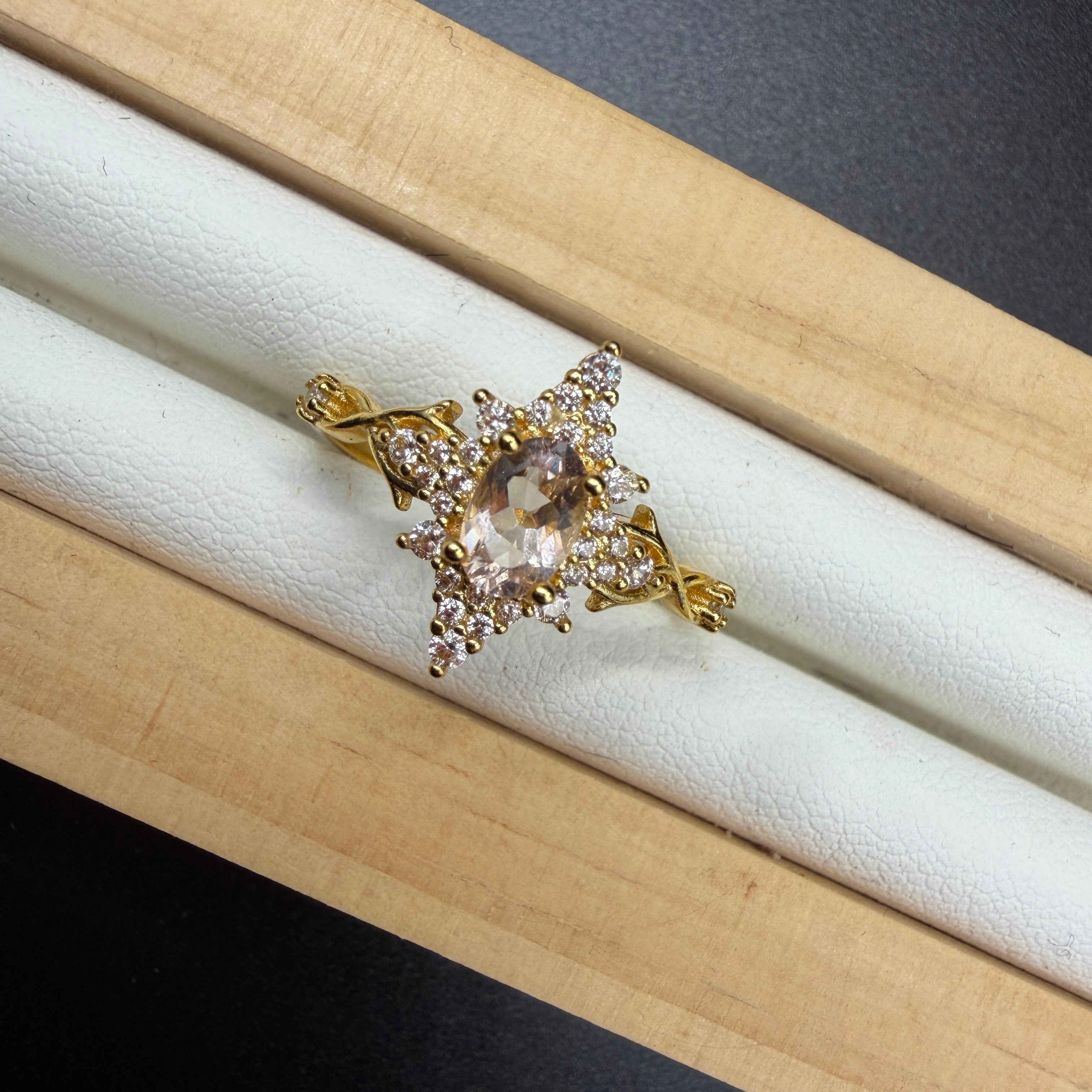 Rose Quartz Star S925 Adjustable Ring