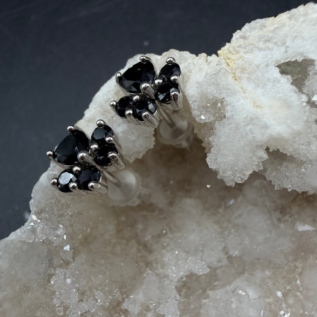 Black Spinel Paw S925 Earrings