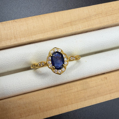 Sapphire Gold S925 Certified Adjustable Ring