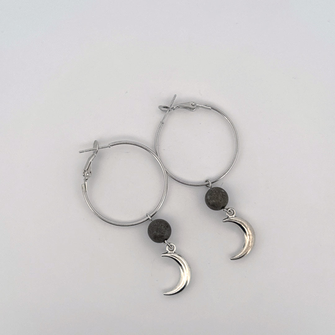 Pyrite Moon Handmade Hoop Earrings