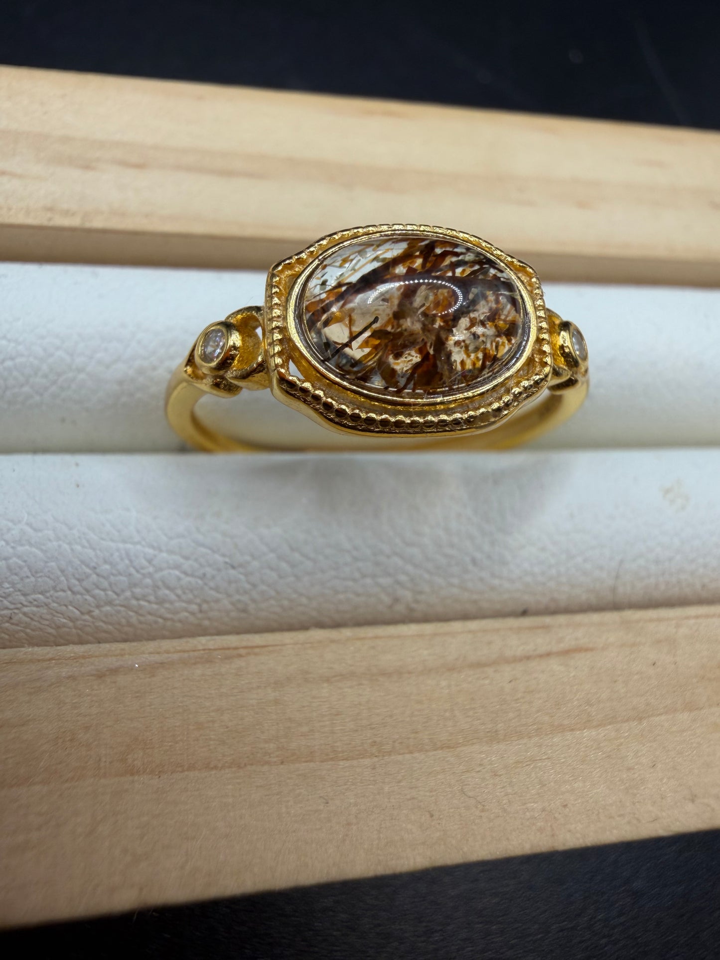 Golden Rutile S925 Adjustable Ring