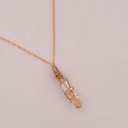 Lemurian Mango Quartz Gold Handmade Necklace on S925 Chain
