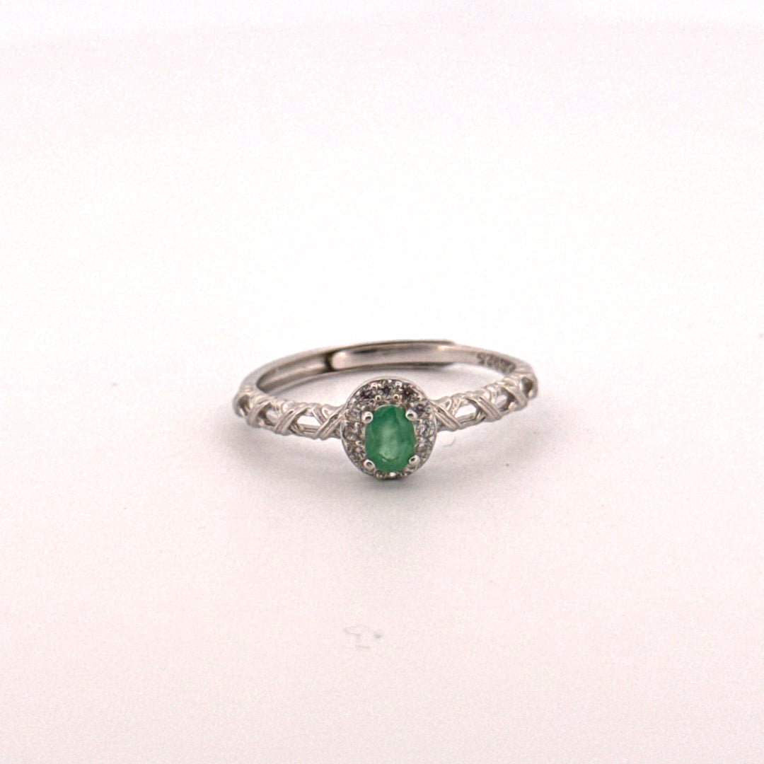 Emerald S925 Adjustable Ring