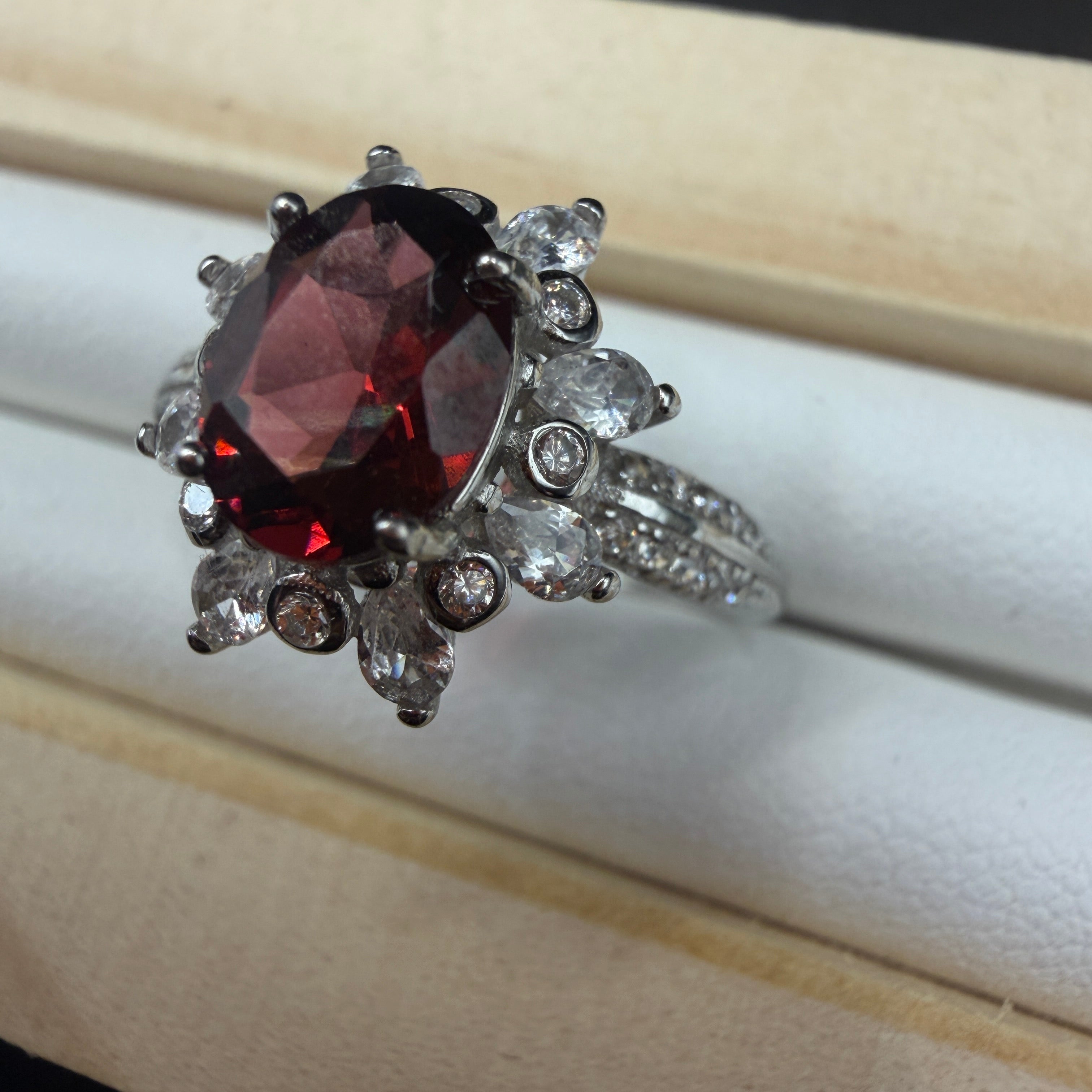 Garnet S925 Adjustable Ring