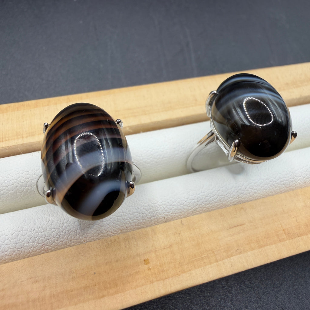 Black Onyx S925 Adjustable Ring