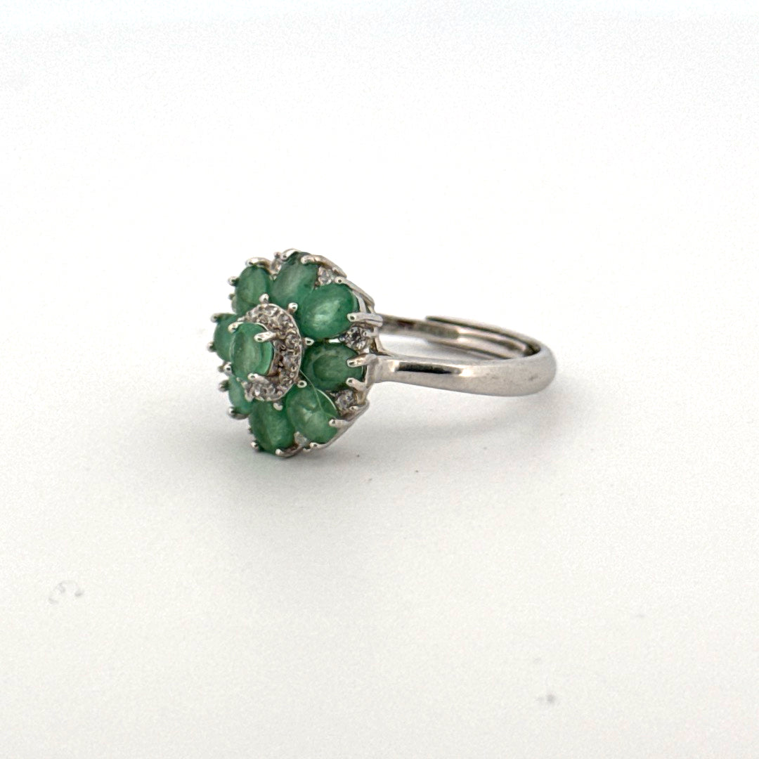 Emerald S925 Certified Adjustable Ring