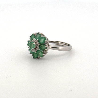 Emerald S925 Certified Adjustable Ring