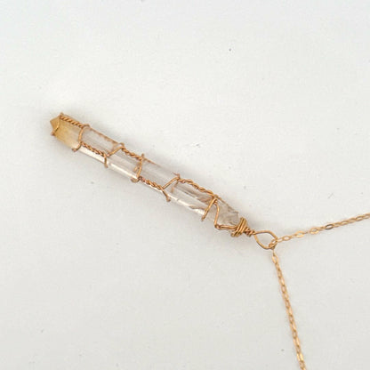 Lemurian Mango Quartz Gold Handmade Necklace on S925 Chain
