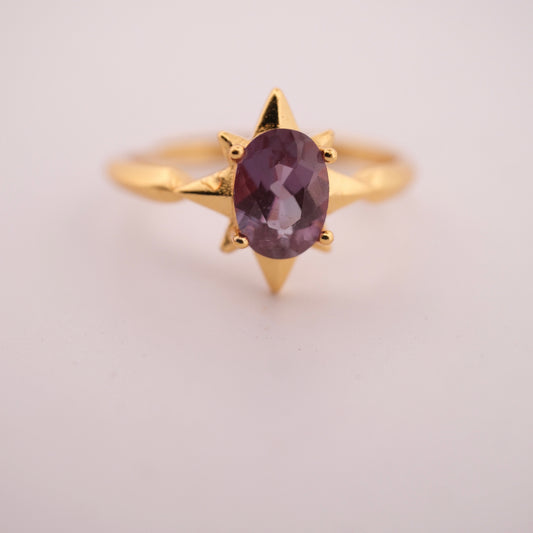 Alexandrite Gold S925 Adjustable Ring