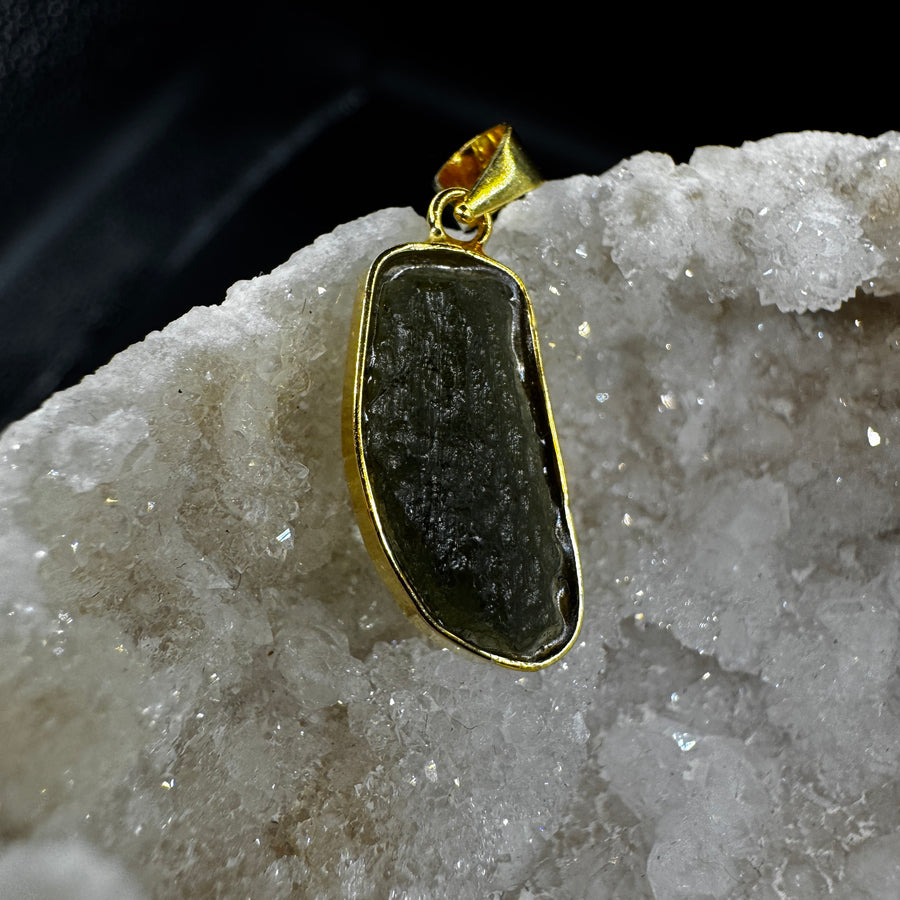 Moldavite Gold Certified Necklace
