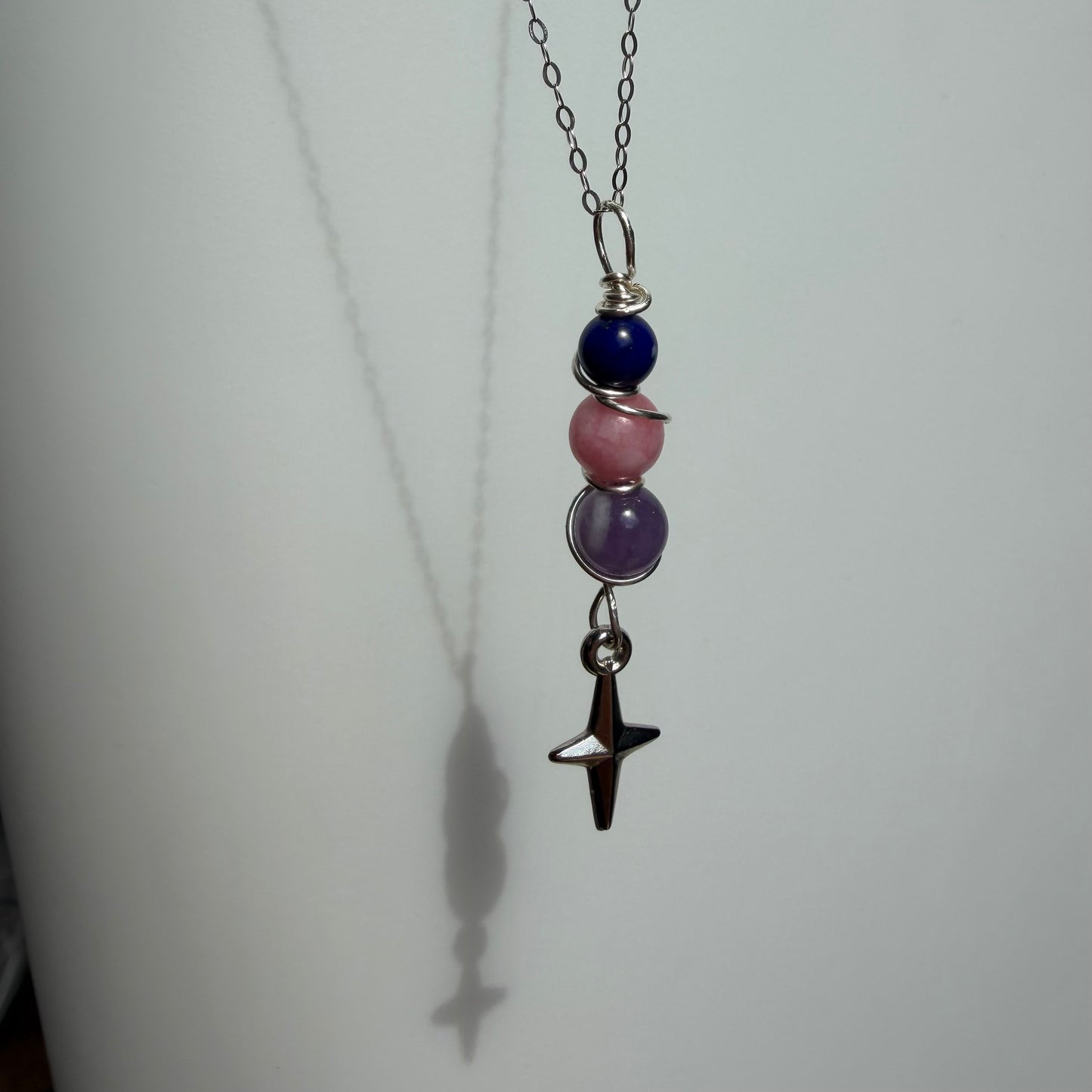 Authentic Self Lapis Lazuli Rhodonite and Amethyst Handmade Necklace