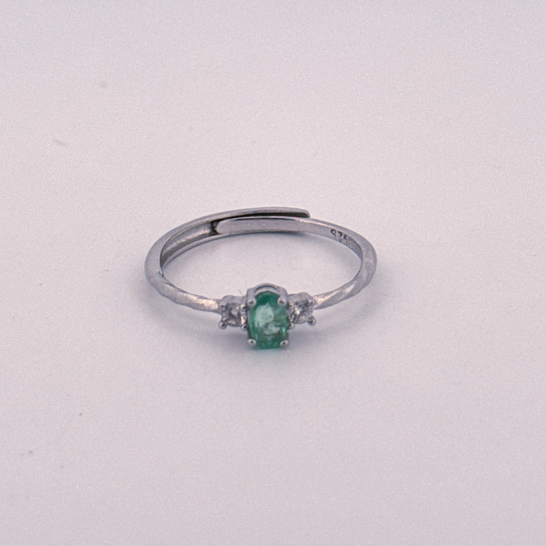 Emerald S925 Adjustable Ring