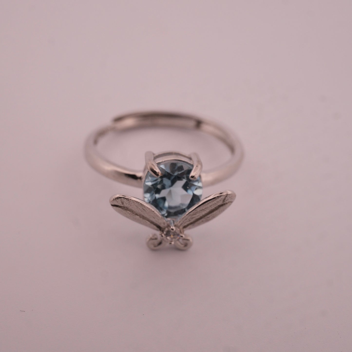 Blue Topaz Bee S925 Adjustable Ring