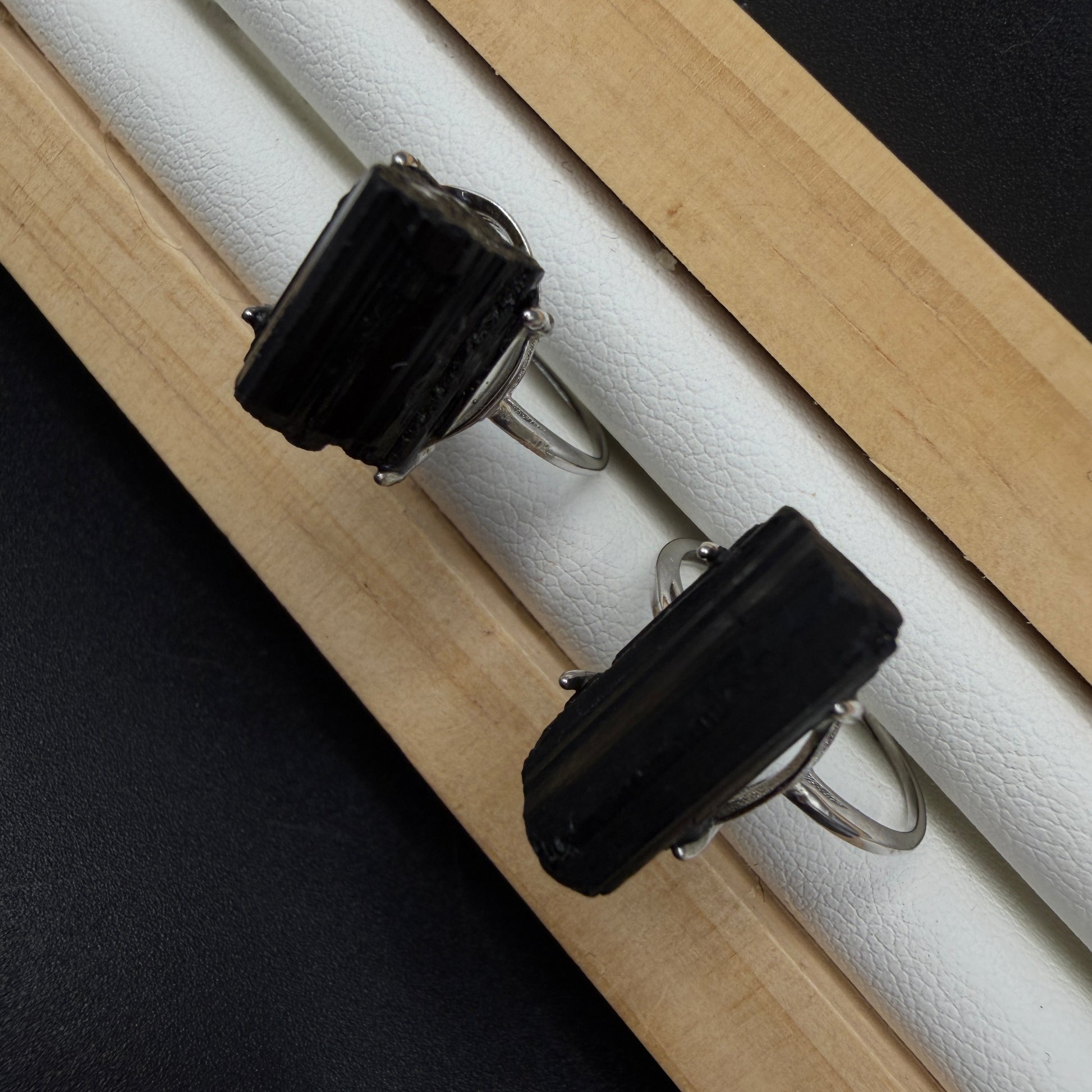 Black Tourmaline S925 Adjustable Ring