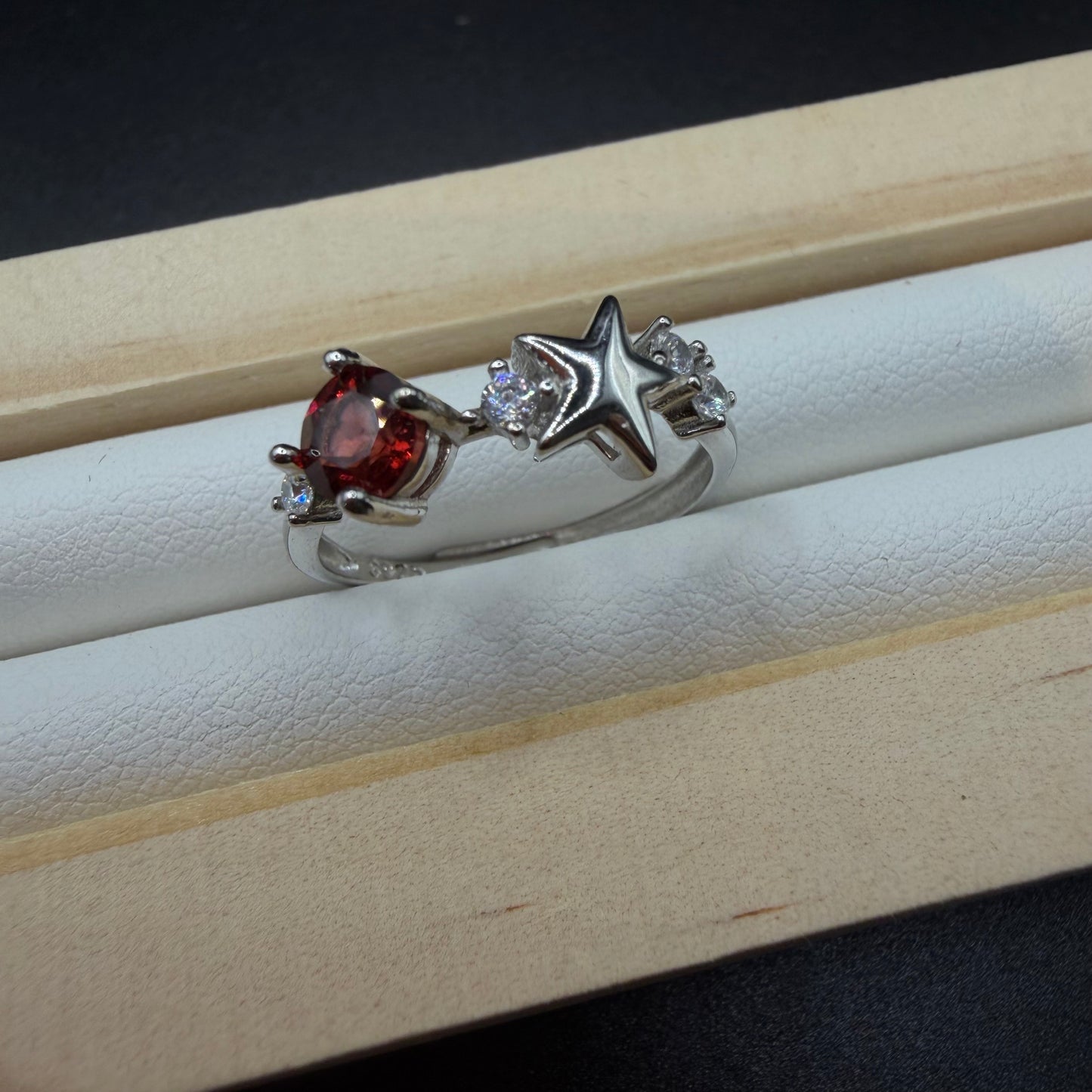 Garnet S925 Adjustable Ring