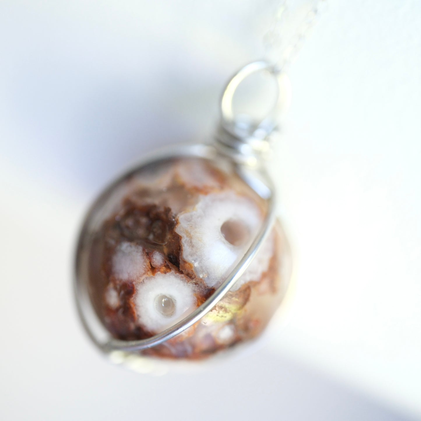Flower Agate Handmade Necklace with S925 Chain