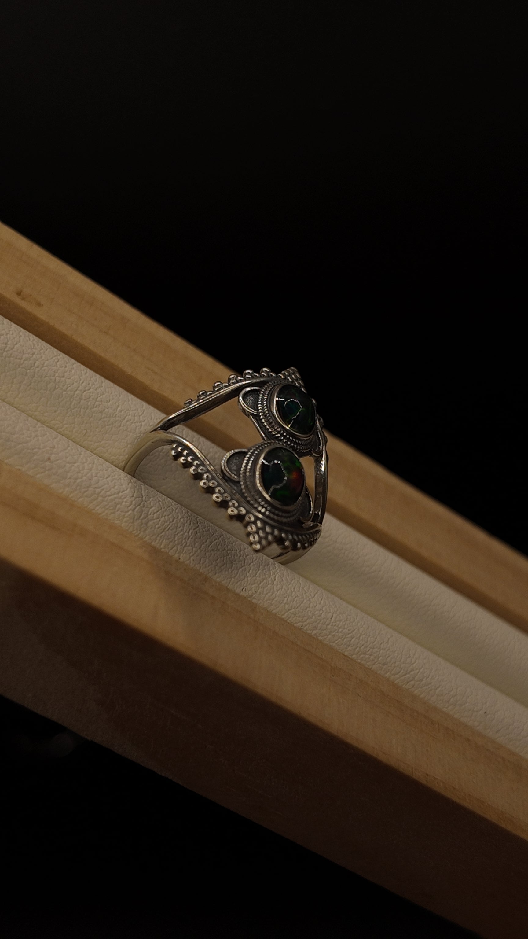 Double Black Opal Ring