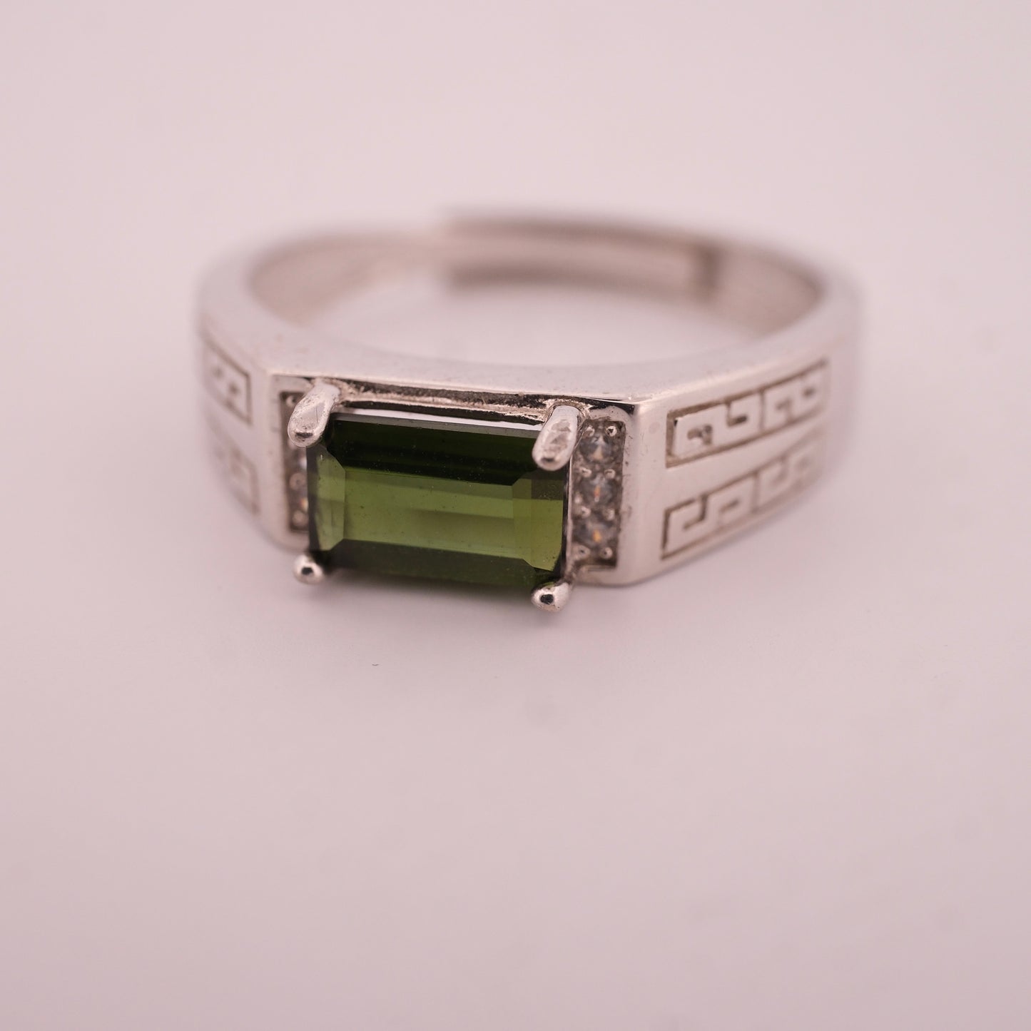 Green Tourmaline S925 Adjustable Ring