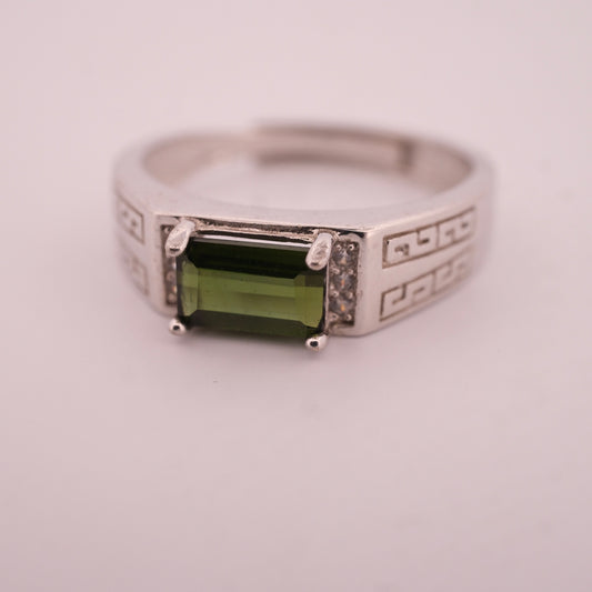 Green Tourmaline S925 Adjustable Ring