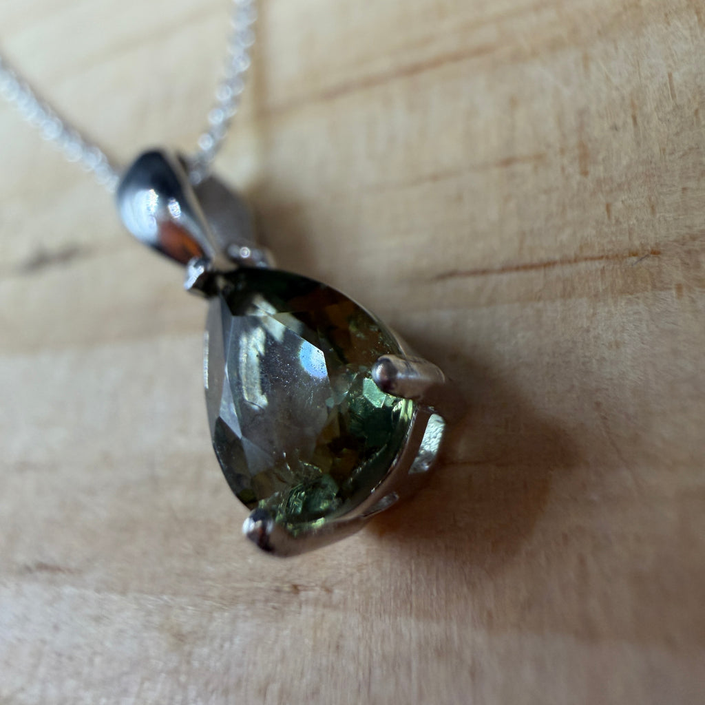Moldavite Teardrop Certified S925 Necklace